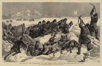 The Loss of the Jeannette, on the March after leaving the Ship, breaking up Camp